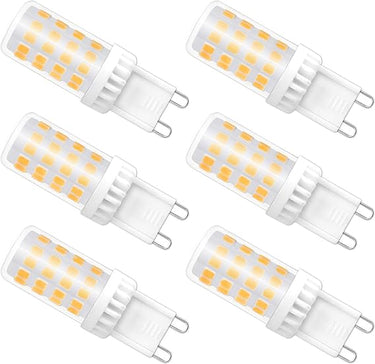 Bombillas G9 LED 5W Neutra 4000K, 450LM, 51 SMD LEDs, 40W 50W Halógena Equivalente, AC 230V, Bombilla LED Casquillo G9 Neutra para Luz Espejo, Luz de Mesa, No Regulable, 6 piezas